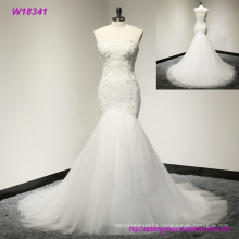 Elegant V- Neck Sleeveless Tulle Wedding Dress with Court Dress Backless Beach Wedding Party Bridal Gowns